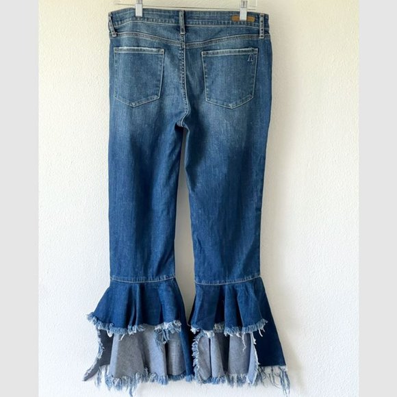 Articles of Society Suzie Lucia Bohemian Step Crop Flare Blue Denim Jeans - Picture 8 of 16